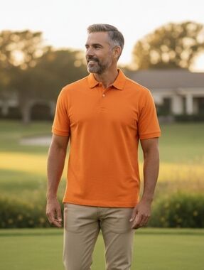 NWT Boca Classic Orange Golf Shirt with 50 UPF